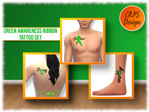 Sims 4 — Green Awareness Ribbon tattoo set by Stephanie_Mey1991 — Green awareness ribbon tattoo set for man and woman.