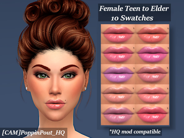 Sims 4 — [CAM]PoppinPout_HQ by coll22 — A pretty pouty lip in 10 shades.