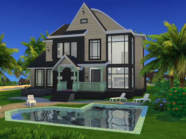 Sims 4 — Modern Villa II ( No CC ) by gabi892 — Modern family house on 2 floors On the first floor there is an open
