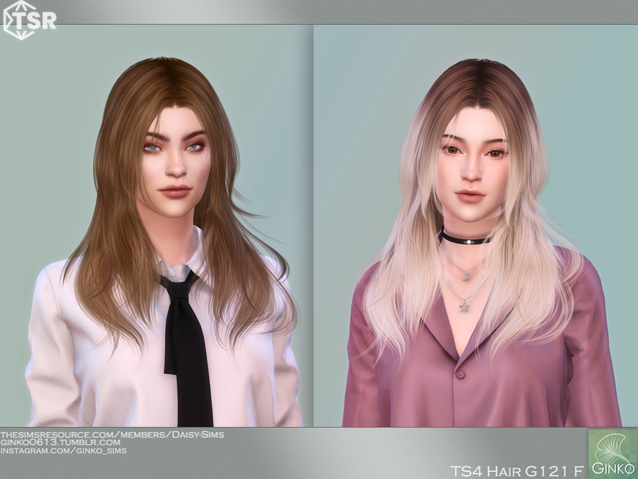 Image of Sims 4 long layered hairstyle CC