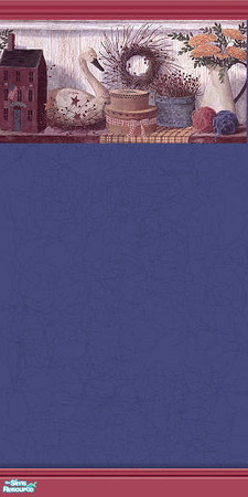 Sims 2 — Swans and Yarn Wallpaper 2 of 4 by TSR Archive — Wallpaper with a boarder of swans and yarn! Trim too, in color