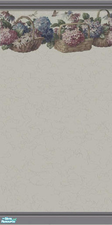 Sims 2 — Hanging Hydrangea by TSR Archive — Wallpaper with a boarder of hydrangea in baskets! 