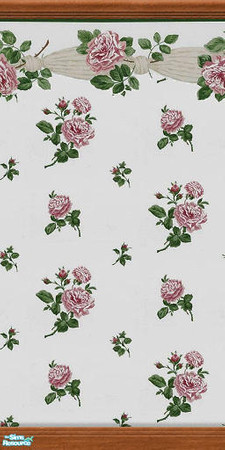 Sims 2 — Everything's Comming Up Roses 1 of 12 by TSR Archive — Rose wallpaper in an almost dignified patern. With a