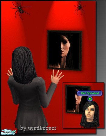 Sims 2 — Black Widow Painting by Windkeeper — Decorative Black Widow painting with new interaction. Direct your sims to