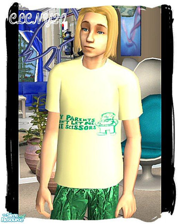 Sims 2 — Ralph Wiggum PJ's For Teen Boys by clcny20 — A yellow t-shirt with the beloved doofy character from the sitcom
