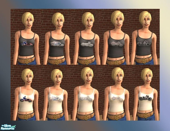 Sims 2 — Biker Chick Tanks Set 3 by sweetokie80 — Biker Chick Tanks with Motorcycles. Perfect for the sim that likes to