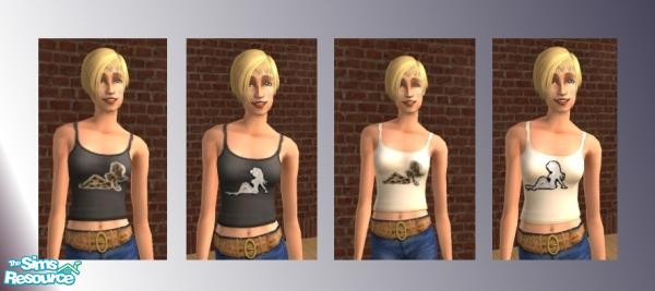 Sims 2 — Biker Chick Tanks Set 2 by sweetokie80 — A Set of 4 Biker Chick Tanks with "Biker Babes". Perfect for