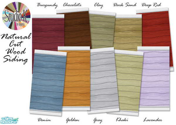 Sims 2 — Studio K Natural Cut Wood Siding 01 by StudioKhagerks — 1-10 of 20 colors (you will recognize some of the
