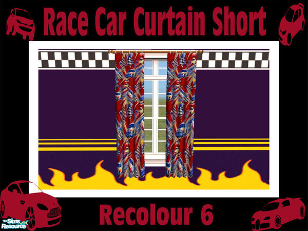 Sims 2 — Race Car Curtain Short - Recolour 6 by Shakeshaft — Part of a set of curtains to match the Race Car Bedroom Set,