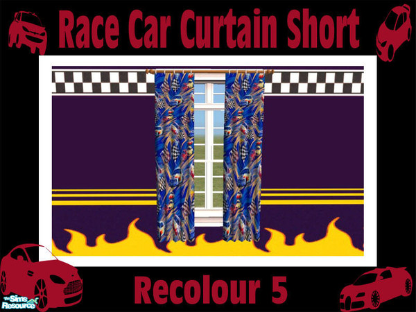 Sims 2 — Race Car Curtain Short - Recolour 5 by Shakeshaft — Part of a set of curtains to match the Race Car Bedroom Set,