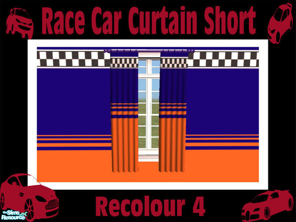 Sims 2 — Race Car Curtain Short - Recolour 4 by Shakeshaft — Part of a set of curtains to match the Race Car Bedroom Set,