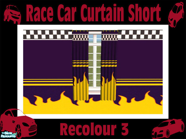 Sims 2 — Race Car Curtain Short - Recolour 3 by Shakeshaft — Part of a set of curtains to match the Race Car Bedroom Set,