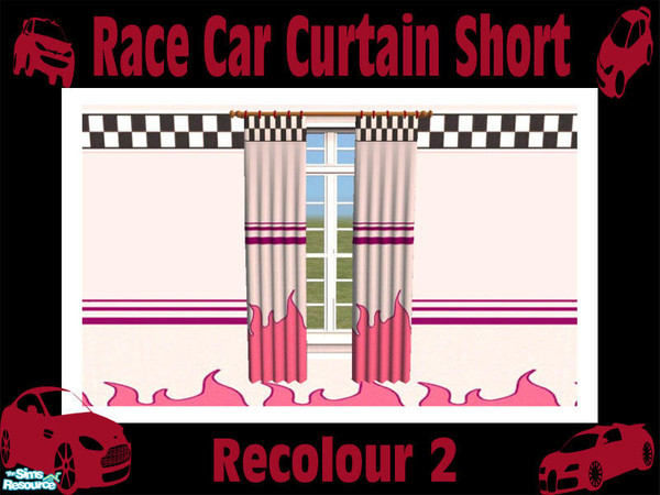Sims 2 — Race Car Curtain Short - Recolour 2 by Shakeshaft — Part of a set of curtains to match the Race Car Bedroom Set,