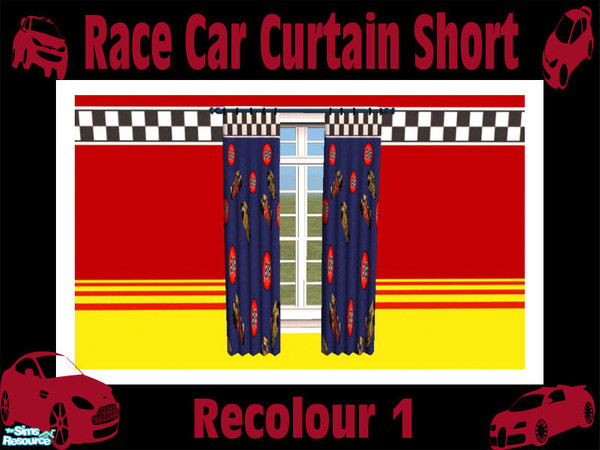Sims 2 — Race Car Curtain Short - Recolour 1 by Shakeshaft — Part of a set of curtains to match the Race Car Bedroom Set,