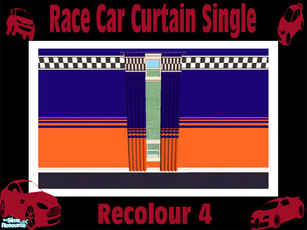 Sims 2 — Race Car  Curtain Single - Recolour 4 by Shakeshaft — Part of a set of curtains to match the Race Car Bedroom