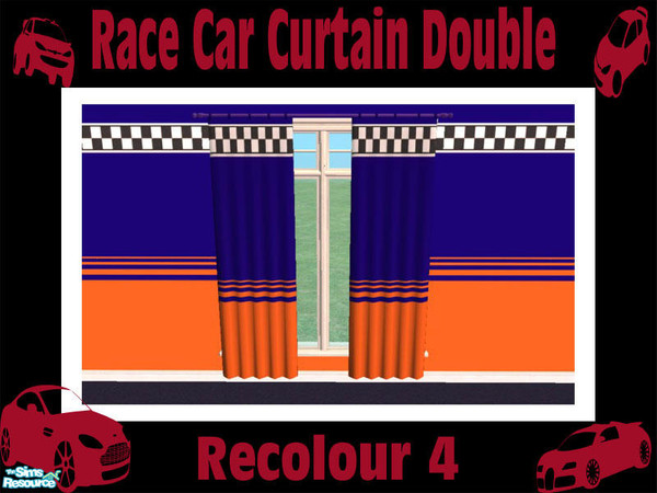 Sims 2 — Race Car Curtain - Double Recolour 4 by Shakeshaft — Part of a set of curtains to match the Race Car Bedroom