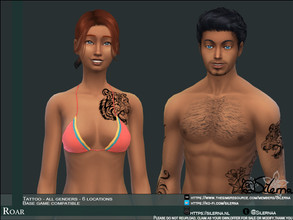 Sims 4 — Roar by Silerna — - Base game compatible - New mesh - all lods - Tattoo - teen to elder - all genders - 6