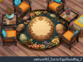 Sims 4 — Easter Eggs Round Rug #2 by Samtuse963 — A ornamental Easter Egg Round Rug. For base game. 6 color. by