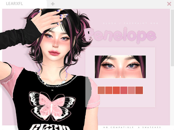 Sims 4 — Penelope Blush N08 by Learxfl — - 6 swatches - HQ / BGC Compatible - Unisex - Teen - Elder - Makeup Category