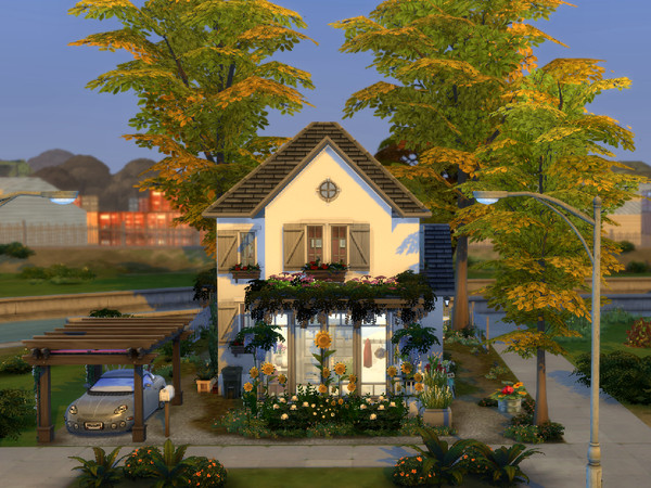 Sims 4 — Cottage grey, basic game, no cc by sgK452 — Only with the base game.Adorable little cottage for couple or