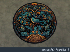 Sims 4 — Classic Bird Round rug #7 by Samtuse963 — A classic flower and bird pattern round rug. For base game. 6 color.