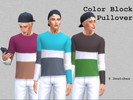 Sims 4 — Color Block Pullover by CorruptColours — Color Block Pullover Sweater Recolored Base Game Available 6 Swatches