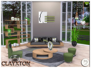 Sims 4 — Clayxton living room by jomsims — of the modernity of the colors of the purified lines. This is the living room,