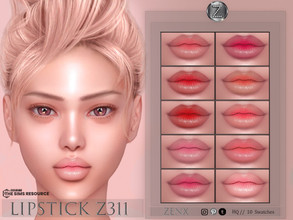 Sims 4 — LIPSTICK Z311 by ZENX — -Base Game -All Age -For Female -10 colors -Works with all of skins -Compatible with HQ