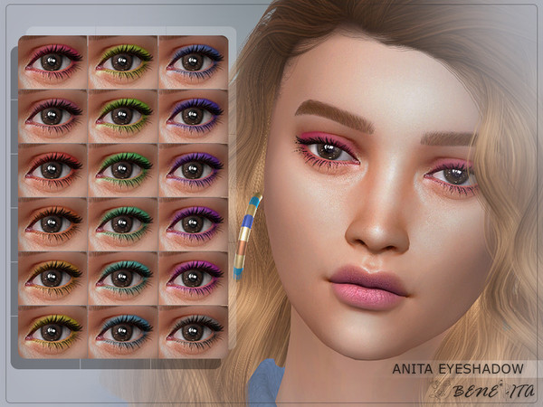 Sims 4 — Anita Eyeshadow [HQ] by Benevita — Anita Eyeshadow Makeup Category HQ Mod Compatible 18 Swatches For Female