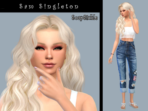 Sims 4 — Sam Singleton by SoapSickle — Sam Singleton is a female young adult sim created entirely with custom content.