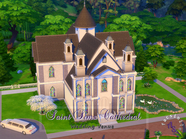 Sims 4 — Saint Sims Cathedral Wedding Venue (no cc) by facsimile_as — Something a little different - a goth-inspired