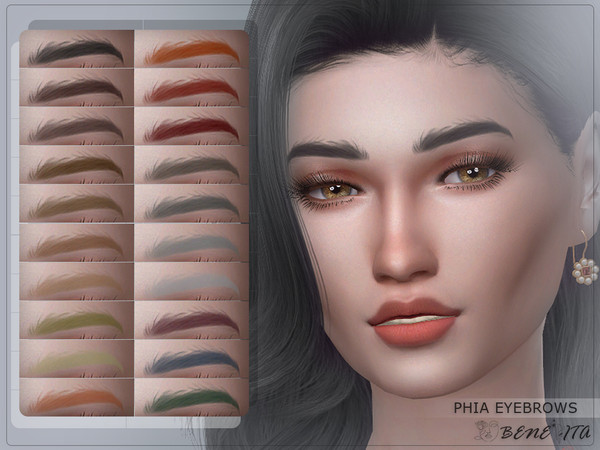 Sims 4 — Phia Eyebrows [HQ] by Benevita — Phia Eyebrows HQ Mod Compatible 20 Swatches For Female and Male (Teen to Elder)