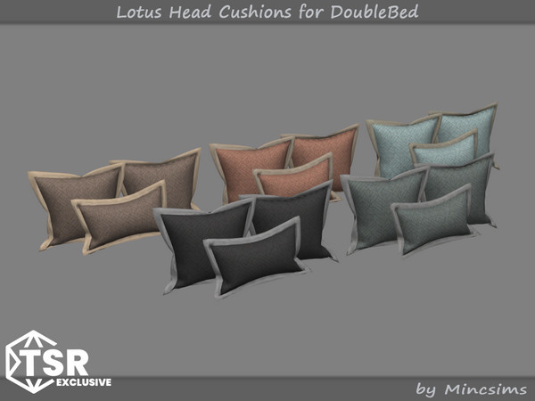 Sims 4 — Lotus Head Cushions for DoubleBed by Mincsims — Basegame Compatible 5 swatches