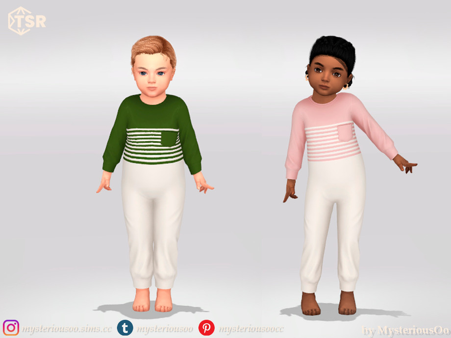 The Sims Resource - White jumpsuit with stripes and pocket