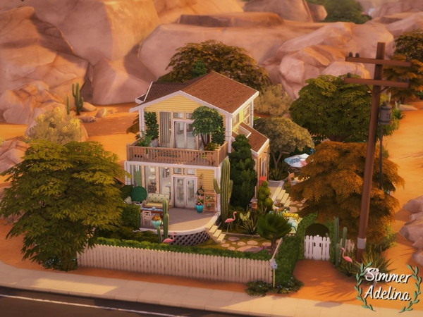 Sims 4 — Summer Oasis by simmer_adelaina — Lot's Placement: Oasis Springs, Sandtrap Flat. This house is perfect for 2