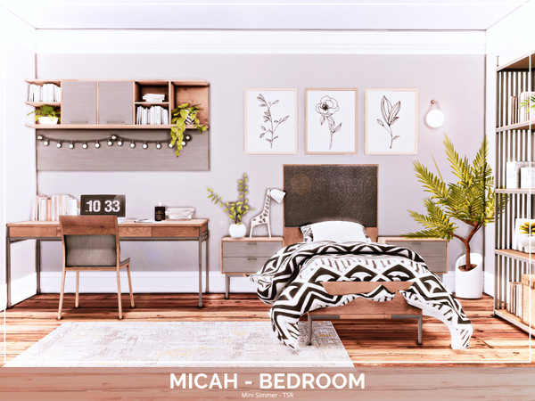 Sims 4 — Micah Bedroom - TSR Only CC by Mini_Simmer — Room type: Bedroom Size: 3x5 Price: $9,566 Wall Height: Short