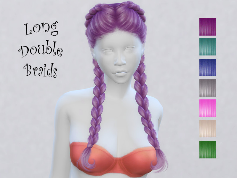 Sims 4 Long double braids by XxXB00XxX