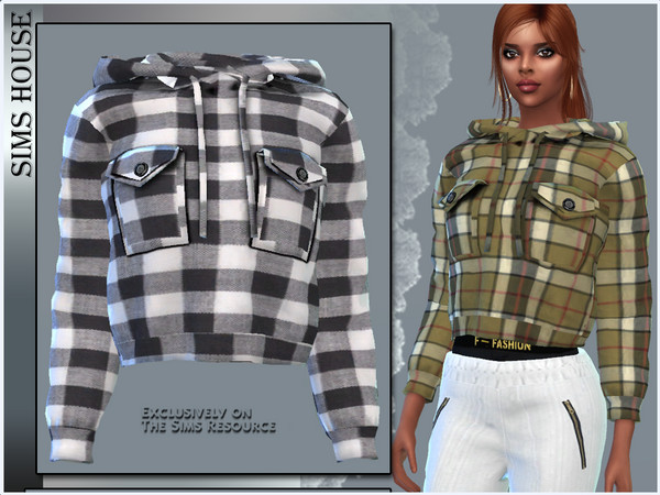 The Sims Resource - WOMEN'S FLANNEL HOODIE
