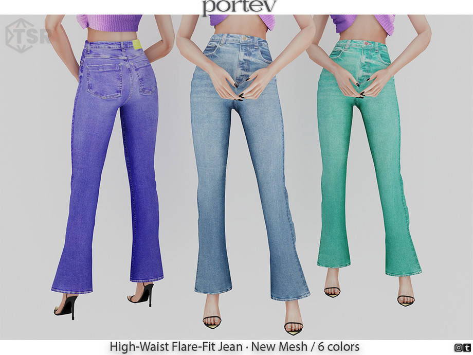 The Sims Resource - High-Waist Flare-Fit Jean