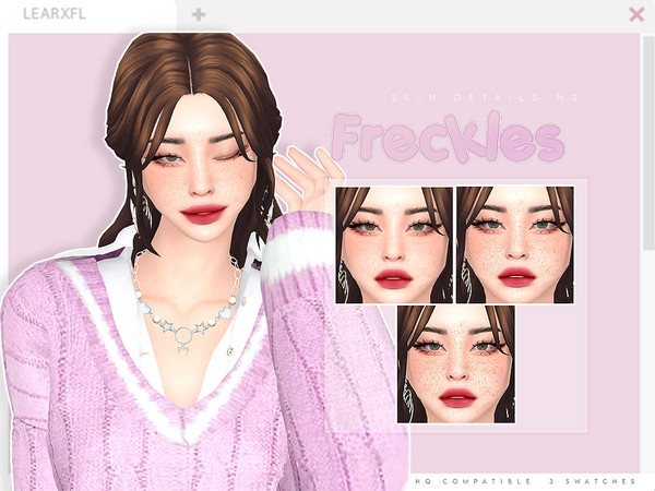 Sims 4 — Freckles V2  by Learxfl — - 3 swatches - HQ / BGC Compatible - Female / Male - Teen - Elder - Works on ALL skins