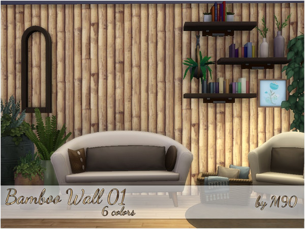 Sims 4 — Bamboo Wall 01 by Mircia90 — Bamboo wall in 6 colors.
