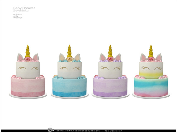 Sims 4 — Baby Shower - Unicorn cake by Severinka_ — Unicorn cake (DECOR) From the set 'Baby Shower' Build / Buy category: