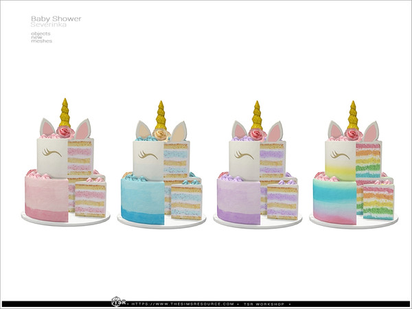 Sims 4 — Baby Shower - Unicorn cake cut by Severinka_ — Unicorn cake cut (DECOR) From the set 'Baby Shower' Build / Buy