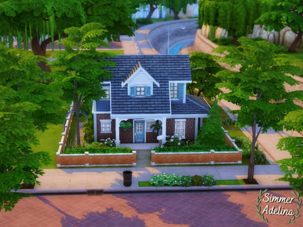 Sims 4 — Small Blue Starter by simmer_adelaina — This small starter home has room for 2 parents and a kid. The house has