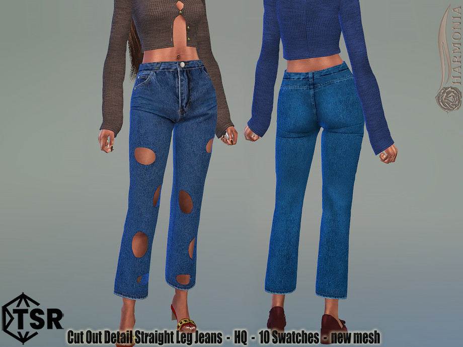 The Sims Resource - Cut Out Detail Straight Leg Jeans
