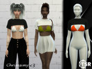 Sims 4 — Top With Swimsuit by chrimsimy — A short t-shirt covering the shoulders over a bikini top to save your Sim from