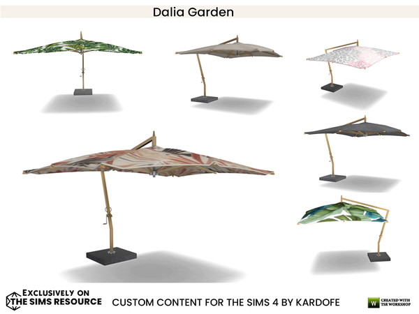 Sims 4 — Dalia Garden Umbrella by kardofe — Large size parasol, in fabric, metal and wood, in six different options