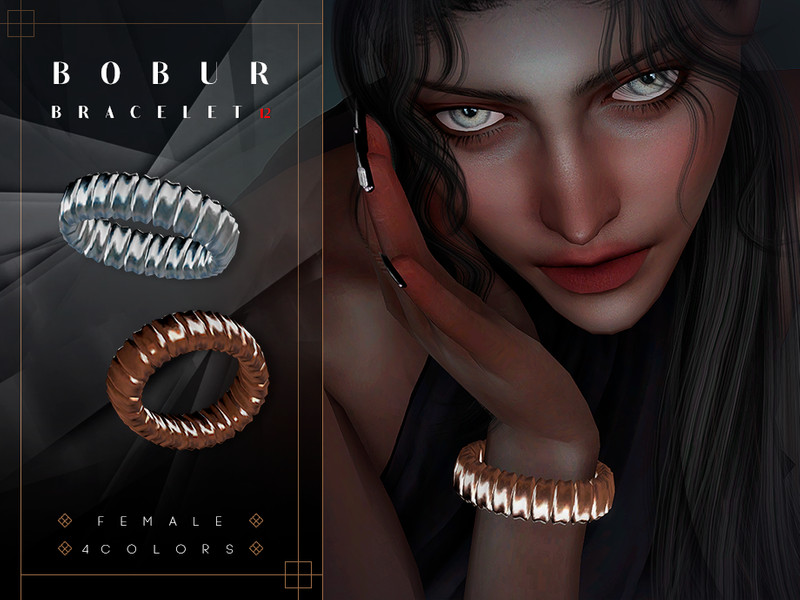 Sims 4 Corrugated Metal Bracelet R by Bobur2