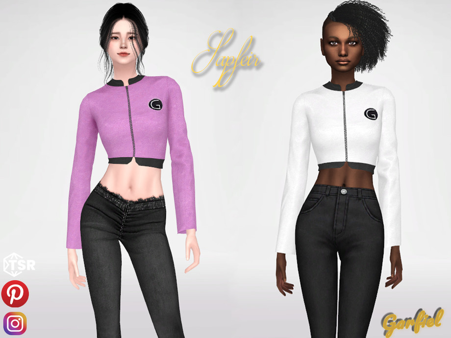 The Sims Resource - Sapfeir - Zipped leather jacket