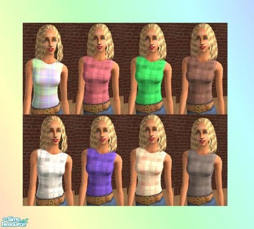 Sims 2 — Plaid Tank Set by sweetokie80 — A set of 8 plaid printed tanks for your sims fashion enjoyment.